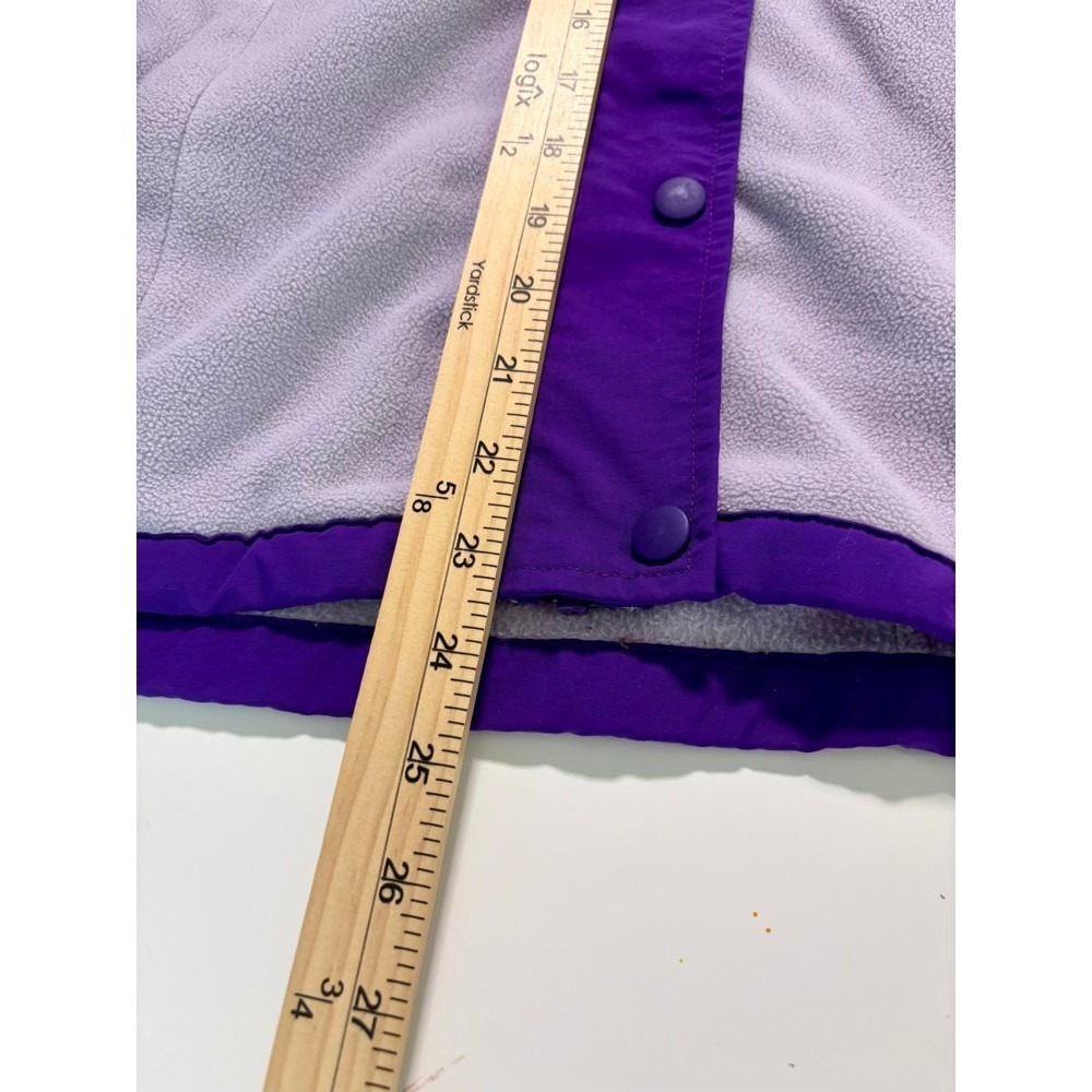 Lands End Womens Purple Hood Fleece Jacket Full Zip Snap S 6-8 Layering Spring - Picture 13 of 16